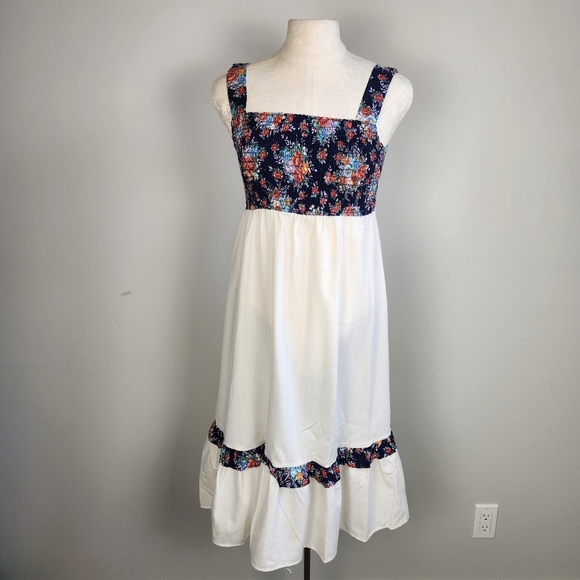 Vintage Honolulu Hawaii Smocked Tank Midi Dress Summer Retro Tiki Beach Resort - Picture 3 of 16